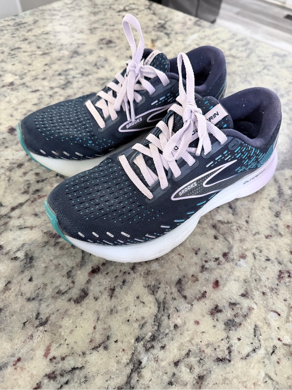 Brooks Women’s Dark Teal Running Shoes with Light Pink Laces
